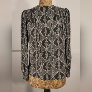 Chic Geometric Black and White Women's Blouse